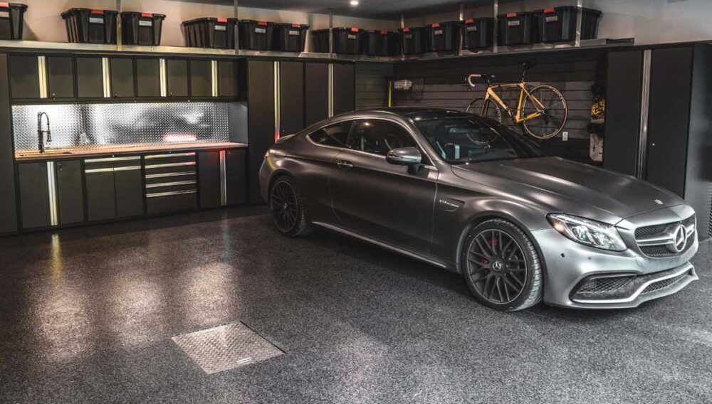car over floor coating in garage